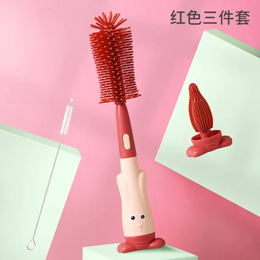 3-in-1 Baby Bottle Brush Set with Silicone Cleaner