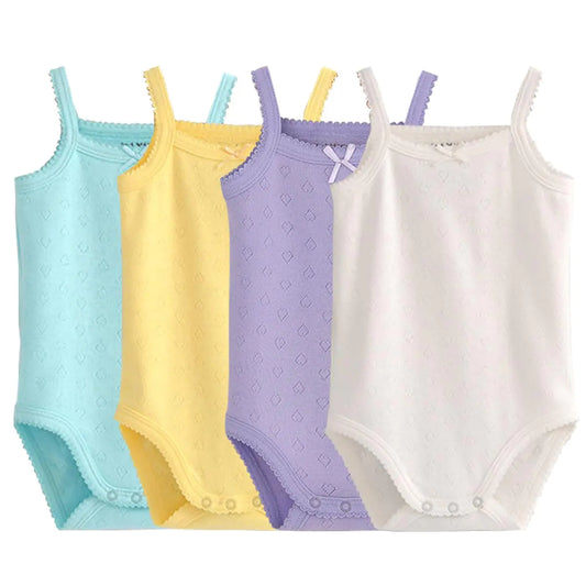 Blueleyu Barboteuse Bébé Fille en Coton – Bretelles Spaghetti et Volants – Été 6-9 Mois