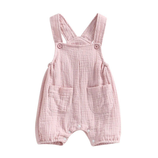 Barboteuse Été Bébé – Lin Coton Sans Manches (0-6mois)